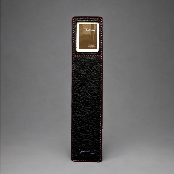 Vintage Coach Black Red Photo Frame Holder Leather Bookmark - Picture 2 of 6